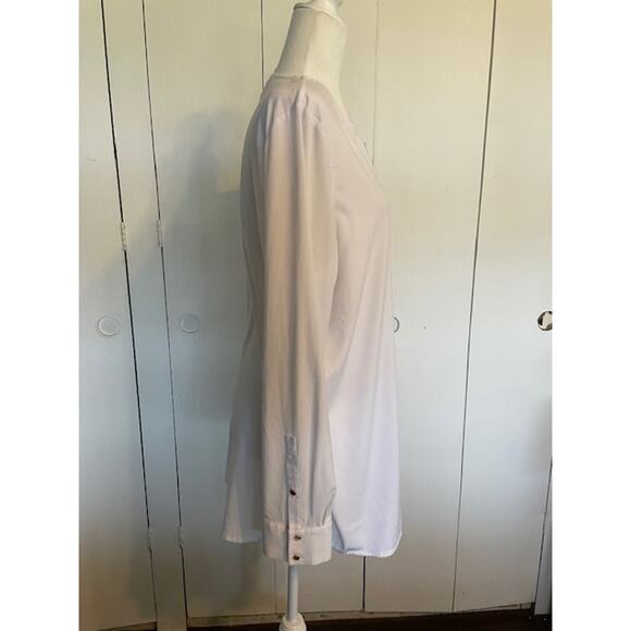 Calvin Klein Women's Size XL Long Sleeve V-Neck‎ Blouse White - Picture 2 of 5